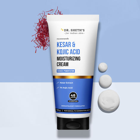 Buy Dr. Sheth's Kesar & Kojic Acid Moisturizing Cream | For Normal to Combination Skin | Reduces Pigmentation | 48hr Deep Hydration | Formulated with NMFs | Non Sticky | For Men & Women | 100 gm-Purplle