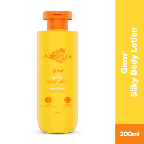 Buy Aqualogica Glow+ Silky Body Lotion for 24-Hour Moisturization with Papaya & Vitamin C- 200 ml Hydrates & Nourishes | Non-Sticky | For Normal to Dry Skin-Purplle