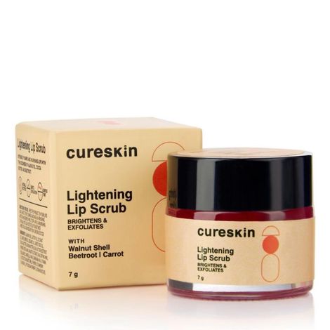 Buy Cureskin Lightening Lip Scrub for Men and Women | Exfoliate & Brighten with Walnut Shell Powder, Beetroot & Squalane | Lip Scrub for Dark Lips to Lighten Pink (7 gm)-Purplle