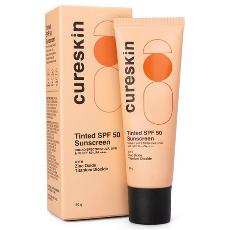 Buy Cureskin Mineral Sunscreen Matte Finish Tinted SPF 50 PA++++ | Broad Spectrum Sun (UVA/UVB/IR) Protection with Titanium Dioxide, 50 gm (Pack of 1)-Purplle