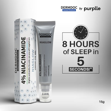 Buy DermDoc Niaglow 4% Niacinamide Under Eye Gel | Brightens Dark Circles | Reduces Puffiness | Cools & Soothes | Lightweight, Non-Sticky, Fast Absorbing | Eye Care Gel for Tired Eyes & Fine Lines – 15 gm-Purplle