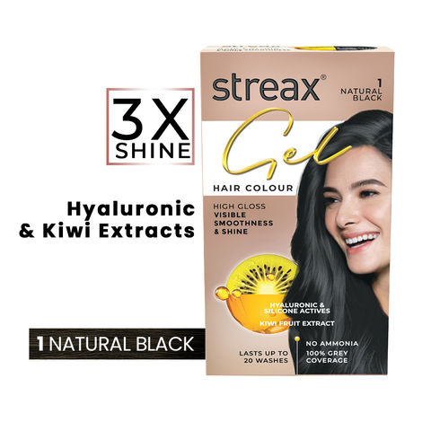 Buy Streax Gel Hair Colour for women, Natural Black 1 ,150 ml |No ammonia hair color|100% grey coverage-Purplle