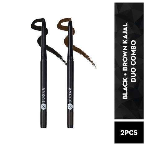Buy SUGAR Cosmetics Black + Brown Kajal Duo Combo - Combo of 2-Purplle