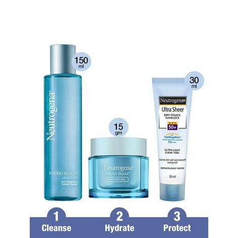 Buy Neutrogena Hydro Boost Clear Lotion Hydrating Toner - 150 ml & Neutrogena Hydro Boost Water Gel - Mini (15gm) & Neutrogena Ultra Sheer Spf 50 Cream - 30 ml-Purplle