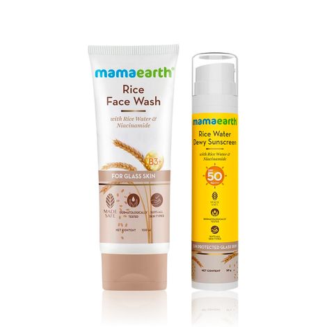 Buy Mamaearth Rice Water Duo 3: Rice Face Wash (100 ml) + Rice Water Dewy Sunscreen (50 gm)-Purplle