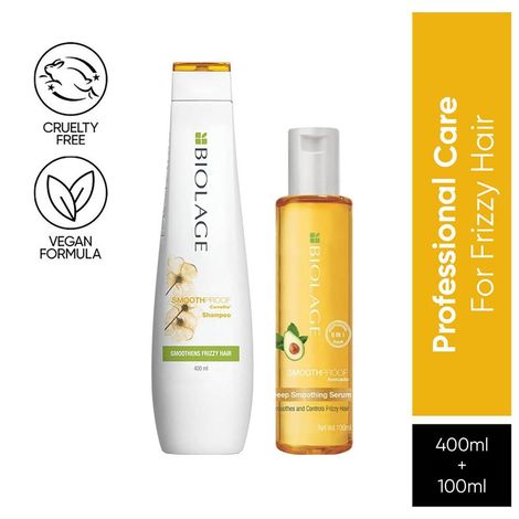 Buy Biolage Smoothproof Shampoo + Smoothproof 6-in1 Deep Smoothening Serum (400 ml+100 ml)| For Frizzy Hair-Purplle