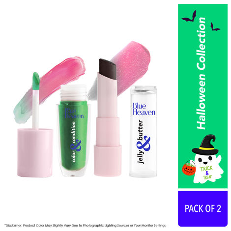 Buy Blue Heaven Halloween Collection Lip Combo | pH Based Lip Oil & Lip Balm | Green Witch & Black Magic | Pack of 2-Purplle