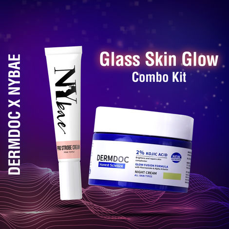 Buy DERMDOC x NYBae Glass Skin Glow Combo Kit | PRO Strobe Cream(12 gm) | Primer + Highlighter + Moisturizer | Kojic Acid Night Cream for Dark Spots(50 gm) | Skin Brightening | Glowing Korean Skin | Pink Topaz-Purplle