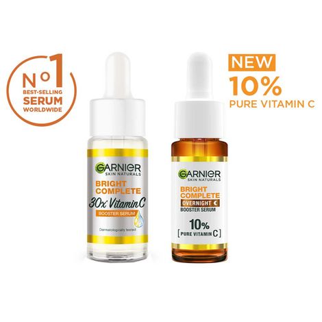 Buy Garnier 30X Vitamin C Day + 10% Vitamin C Night Serum Mini Combo - Wake Up to 73% Brighter Skin (15+15 ml)-Purplle