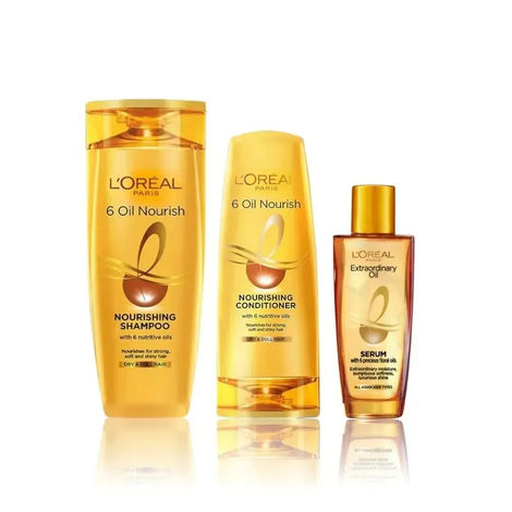 Buy L'Oreal Paris Ultimate Oil Nourish Trio (6 Oil Nourish Shampoo (180 ml), 6 Oil Nourish Conditioner (180ml),Extraordinary Oil Serum (30 ml))-Purplle