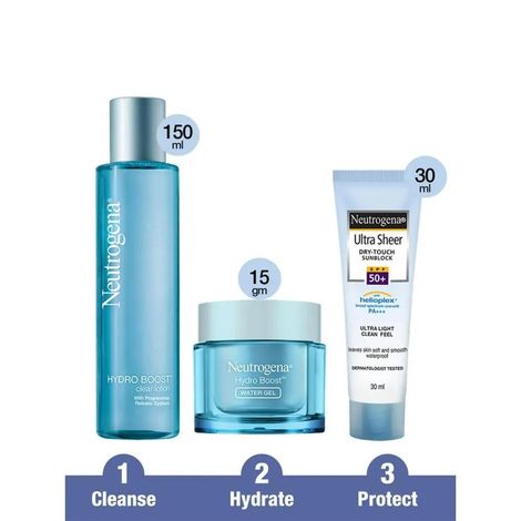 Buy Neutrogena Hydro Boost Clear Lotion Hydrating Toner - 150 ml & Neutrogena Hydro Boost Water Gel - Mini (15gm) & Neutrogena Ultra Sheer Spf 50 Cream - 30 ml-Purplle
