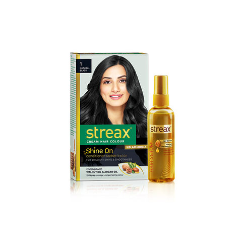 Buy Streax Hair Serum vitalised with Walnut Oil + Streax Hair Colour- Natural Black (100 ml + 120 ml)-Purplle