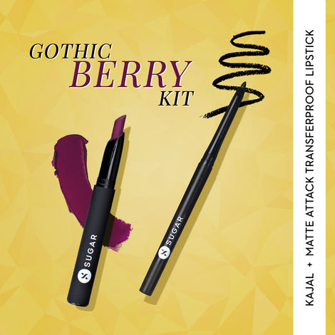Buy SUGAR Gothic Berry Kit | Kohl Of Honour Intense Kajal - 01 Black Out, Matte Attack - Transferproof Lipstick - 03 The Grandberries (Dark Berry) - 2 Pcs-Purplle