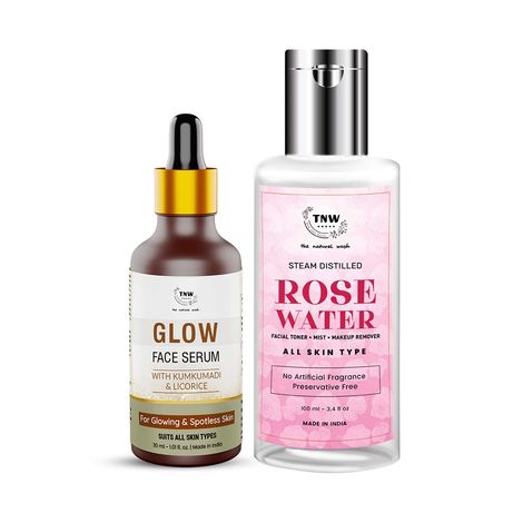Buy Combo of 2- Rose Water 100ml & Glow Face Serum 30ml-Purplle