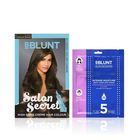 Buy BBLUNT Salon Secret High Shine Creme Hair Colour Coffee Natural Brown 4.31 ( 100 g+8 ml)+BBLUNT Intense Moisture Heat Hair Spa Mask with Jojoba Oil & Vitamin E - 70 gm-Purplle