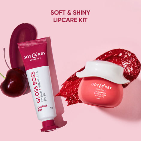 Buy Dot & Key Lip Plumpng Lip Care Gift Set - Vitamin C+E & Cherry - 27 gm | Lip Mask & Lip Balm-Purplle