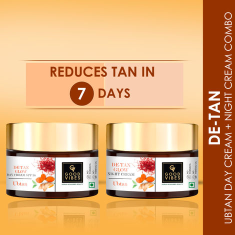 Buy Good Vibes Ubtan De-tan Day and Night Cream Combo: Protect and Nourish Your Skin (50 gm)-Purplle