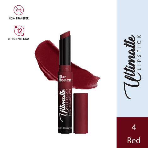 Buy Blue Heaven Ultimatte Non-Transfer Lipstick for women Enriched with Shea Butter & Vitamin E, Matte Finish, Smudge Proof & Waterproof Long Lasting Lipstick Upto 12Hrs, 04 | 2.2 gm-Purplle