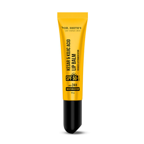 Buy Dr. Sheth's Kesar & Kojic Acid Lip Balm | 24H Moisturization | Fights Lip Pigmentation | Sun Protection with SPF 50+ PA+++ | 10 gm-Purplle