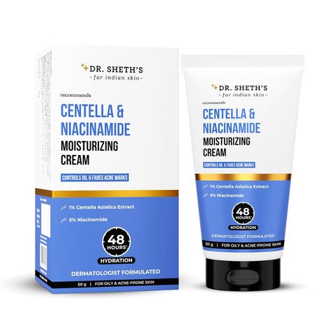 Buy Dr Sheth's Centella and Niacinamide Moisturizing Cream, for oily to Acne-prone skin | 50 gm-Purplle