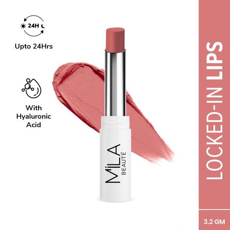 Buy Mila Beaute Non-Transfer Matte Locked-In Lipstick - 4 Hot Nude, 3.2 gm-Purplle