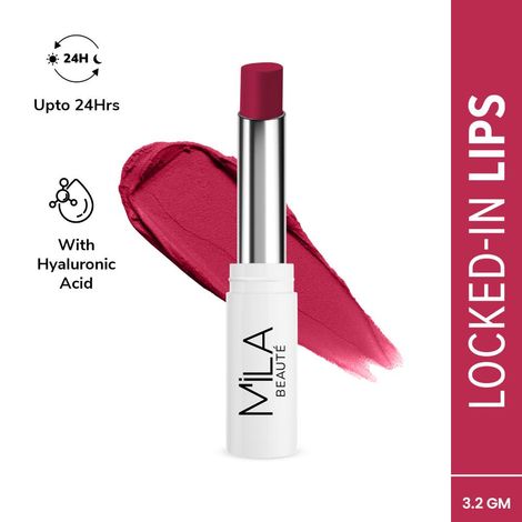 Buy Mila Beaute Non-Transfer Matte Locked-In Lipstick - 8 Floral Pink, 3.2 gm-Purplle