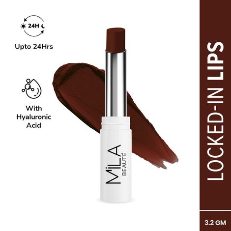 Buy Mila Beaute Non-Transfer Matte Locked-In Lipstick - 18 Choco Brown, 3.2 gm-Purplle
