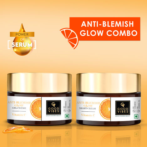 Buy Good Vibes Vitamin C Gel Creme and Night Cream Combo: Say Goodbye to Blemishes and Hello to Radiant Skin (50 gm)-Purplle