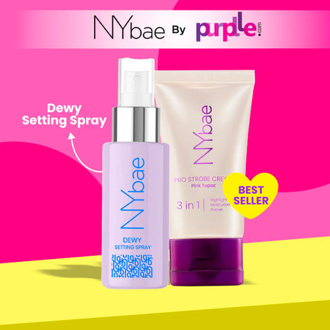 Buy NY Bae Long Lasting Glow Lock Combo | Pink Strobe Cream (30 gm) | Dewy Setting Spray (100 ml) | Glowing Korean Skin | Haluronic Acid Infused | NY Bae Makeup Kit | Glow Combo-Purplle