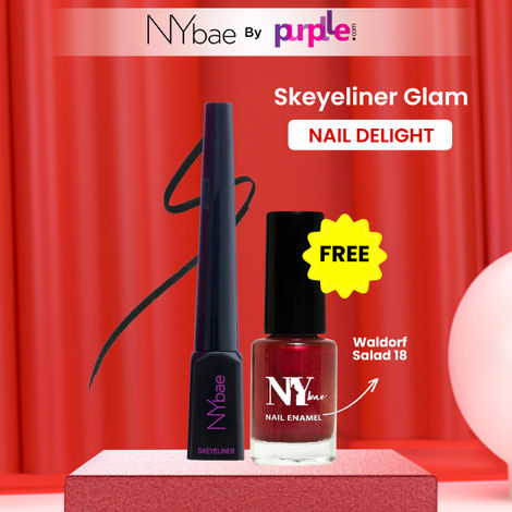 Buy NY Bae Skeyeliner Glam & Nail Delight | Black Eyeliner | Matte Finish | Long Lasting | Quick Dry | Eye Makeup | Red Nail Polish | Glossy Finish | Chip-proof | Quick Drying ,Combo of 2-Purplle