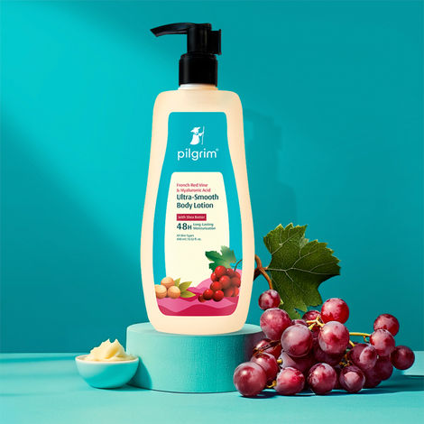 Buy Pilgrim French Red Vine & Hyaluronic Acid Ultra-smooth Body Lotion 48H Long-Lasting Moisturization, 400 ml-Purplle