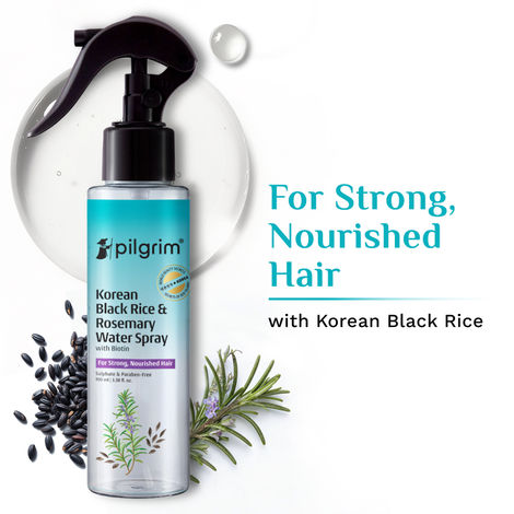 Buy Pilgrim Korean Black Rice & Rosemary Water Spray With Biotin for Strong, Nourished Hair, 100 ml-Purplle