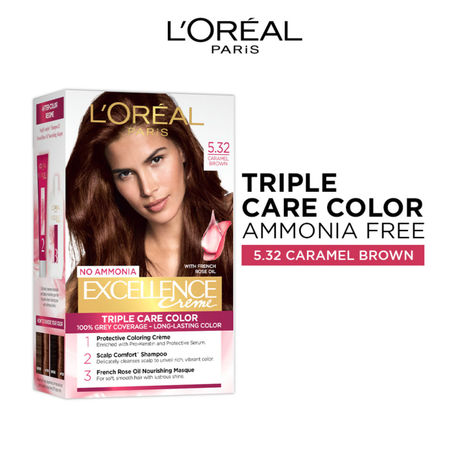 Buy L'Oreal Paris Excellence Creme Hair Color - Caramel Brown 5.32 (72 ml+100 gm)-Purplle