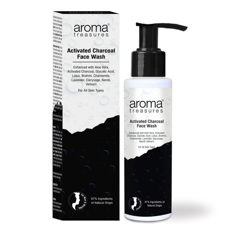 Buy Aroma Treasures Activated Charcoal Detox Face Wash For Glowing Skin, Healthy and Radiant Complexion, Pollution Clear Face Wash Enhanced with Aloe Vera, Glycolic Acid, Lotus, Brahmi, Chamomile - 100 ml-Purplle