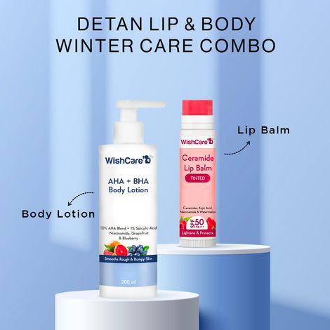 Buy Wishcare Detan Lip & Body Winter Care Combo (Tinted Ceramide Lip Balm (5 gm) + Detan Body Lotion (200 ml)-Purplle