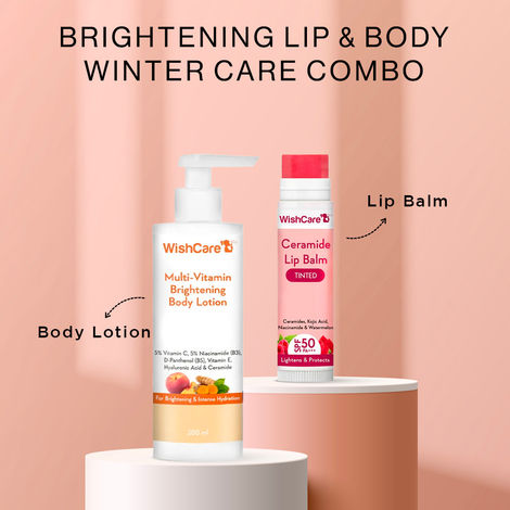 Buy Wishcare Brightening Lip & Body Winter Care Combo (Tinted Ceramide Lip Balm (5 gm) + Brightening Body Lotion (200 ml)-Purplle