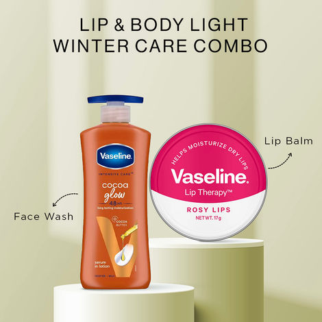 Buy Vaseline Lip & Body Light Winter Care Combo (Lip Therapy (17 gm) + Gluta-Hya Dewy Body Lotion (200 ml))-Purplle