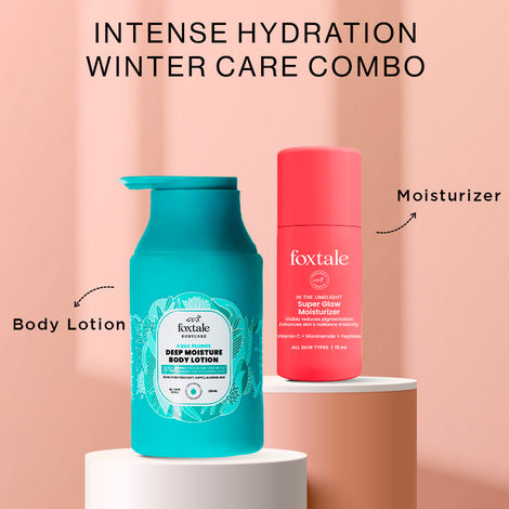 Buy Foxtale Intense Hydration Winter Care Combo (Super Glow Moisturiser (15 ml) + Aqua Plunge Body Lotion (200 ml))-Purplle