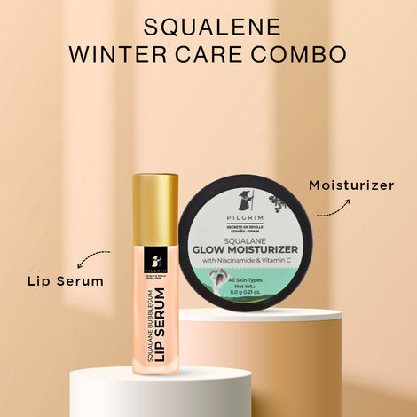 Buy Pilgrim Squalene Winter Care Combo (Bubblegum Lip Serum Roll on(6 ml) + Glow Face Moisturiser (50 gm)-Purplle