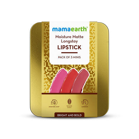 Buy Mamaearth Moisture Matte Longstay Lipstick Pack of 3 Minis - Bright and Bold-Purplle