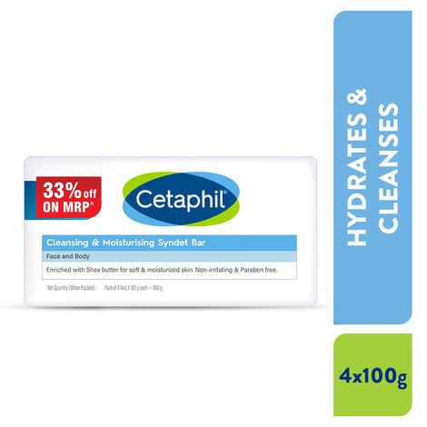 Buy Cetaphil Cleansing Moisturizing Syndet Bar - (4x100 gm)-Purplle