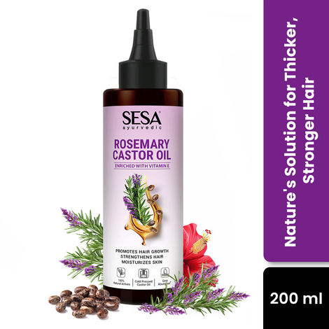 Buy Sesa Ayurvedic Rosemary Hair Oil with Castor Oil & Sesame, Hibiscus For Hair Growth Strengthens Roots Controls Hair Fall and Moisturising Dry Skin - 200 ml-Purplle