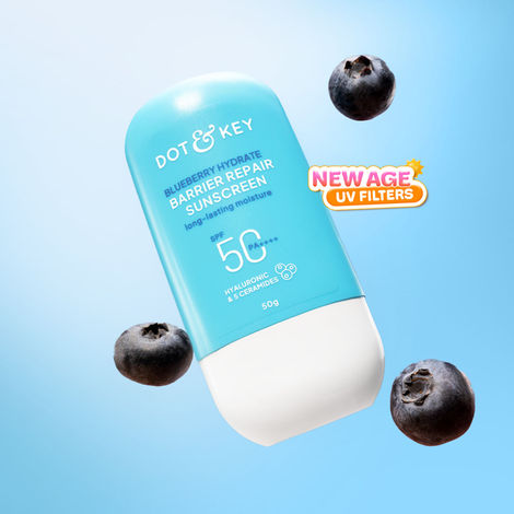 Buy Dot & Key Blueberry Hydrate Barrier Repair Sunscreen SPF 50+, PA++++ - With Hyaluronic & 5 Ceramides | In Vivo Tested Sunscreen All Skin Types with 7 UV Filters | 50 gm-Purplle