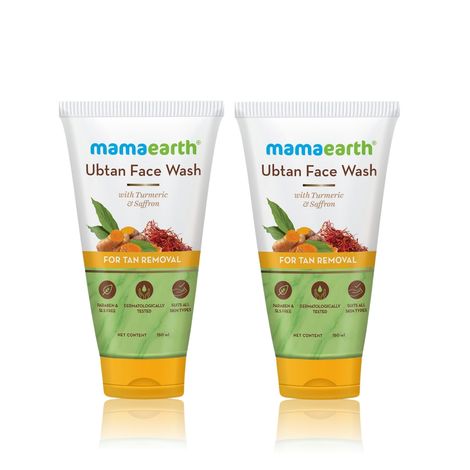 Buy Mamaearth Ubtan Natural Face Wash For all Skin Type with Turmeric & Saffron for Tan Removal 300 ml(pack of 2)-Purplle