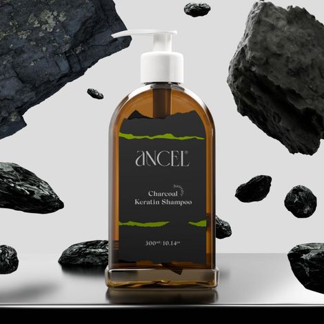 Buy ANCEL Charcoal Keratin Shampoo with Activated Charcoal Powder, Almond Oil, Plant Keratin & Jojoba Oil l For Deep Cleansing & Volumizing Hair l Purified Water & Pro Vitamin B-5 l Natural ingredients l Sulphate & Paraben Free 300 ml-Purplle