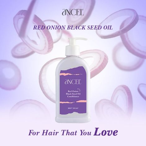 Buy ANCEL Red Onion Black Seed Oil Conditioner with Red Onion Seed Oil, Black Seed Oil, Almond Oil & Shea Butter | Smoothening & Volumising Formula | Damage Repair & Restores Shine| Natural ingredients| Sulphate & Paraben Free 300 ml-Purplle