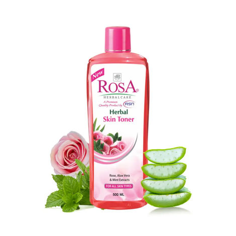 Buy ROSA Skin Toner 500 ml I Rose, Aloevera & Mint Extracts I For All Skin Type I Pack of 1, Unisex-Purplle