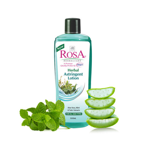 Buy ROSA Astringent Lotion 500 ml I Aloevera, Mint & Tulsi l Cool Aromatic and Fresh I Pack of 1-Purplle