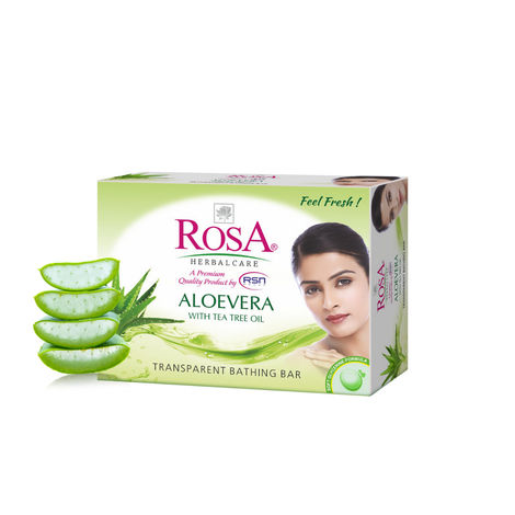 Buy ROSA Transparent Aloevera Bathing Bar 100 gm I With Tea Tree Oil I Pack of 6, Unisex-Purplle