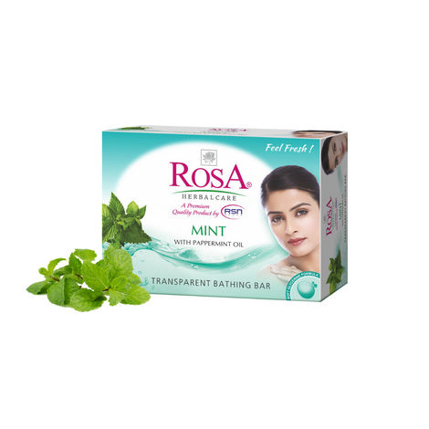 Buy ROSA Transparent Mint Bathing Bar 100 gm I With Pappermint Oil I Pack of 6, Unisex-Purplle